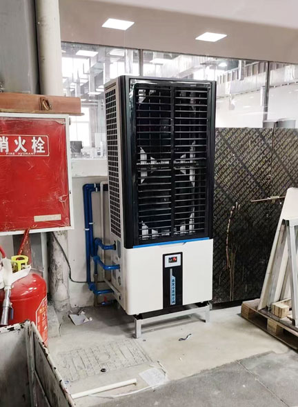 注塑廠房車間安裝蒸發(fā)冷省電空調(diào)-立式軸流雙風口，制冷降溫
